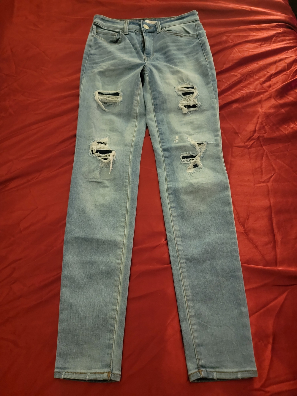 SO Light Blue Distressed Skinny Jeans for Women